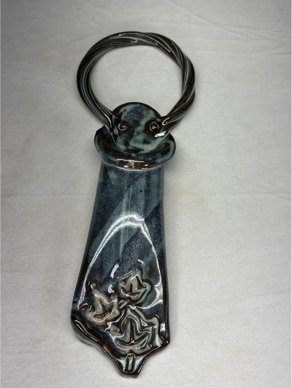 Vintage Sturbridge Pottery Massachusetts Hanging Redware Utensil Holder Signed